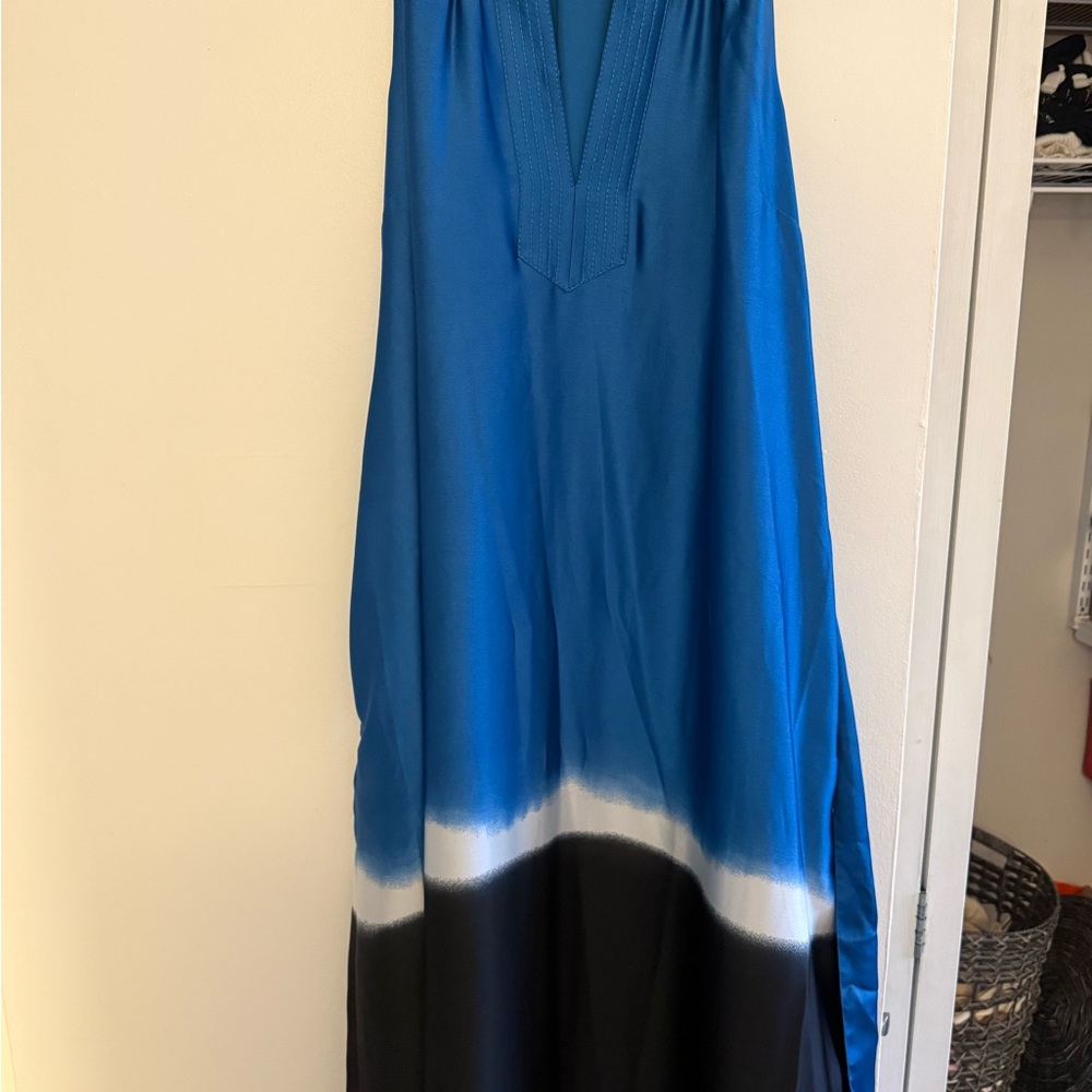 Ann Taylor Blue and Black Midi Dress